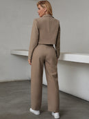 Chiquease Botão Duplo Bolso Zíper Manta elegante Conjuntos de terno feminino