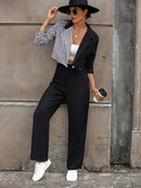 Chiquease Botão Duplo Bolso Zíper Manta elegante Conjuntos de terno feminino