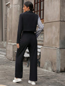 Chiquease Botão Duplo Bolso Zíper Manta elegante Conjuntos de terno feminino