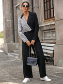 Chiquease Botão Duplo Bolso Zíper Manta elegante Conjuntos de terno feminino