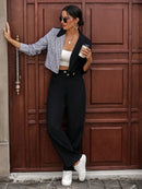 Chiquease Botão Duplo Bolso Zíper Manta elegante Conjuntos de terno feminino