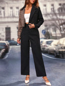 Chiquease Botão Duplo Bolso Zíper Manta elegante Conjuntos de terno feminino