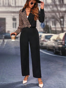 Chiquease Botão Duplo Bolso Zíper Manta elegante Conjuntos de terno feminino