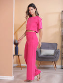 Vendedor IndicadoConjunto feminino de alfaiataria blusa manga curta com calça reta ótimo para usar no trabalho dia a dia casual premium acabamento pespontado