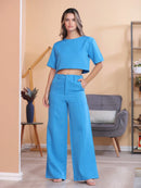 Vendedor IndicadoConjunto feminino de alfaiataria blusa manga curta com calça reta ótimo para usar no trabalho dia a dia casual premium acabamento pespontado