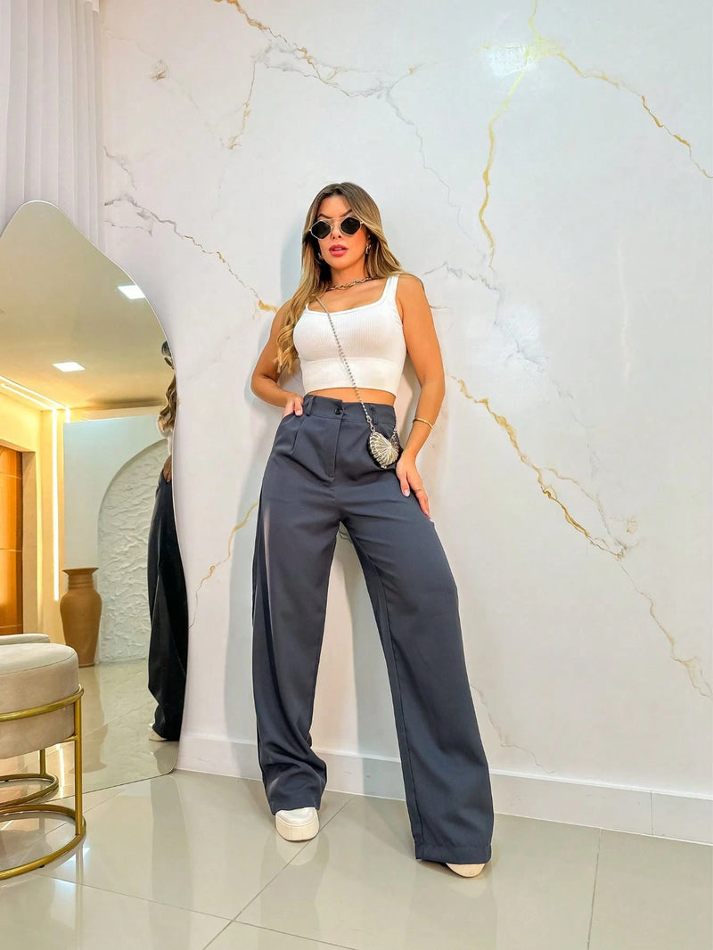 Vendedor Indicado
calca pantalona feminina alfataria com uma botoes e ziper aberto