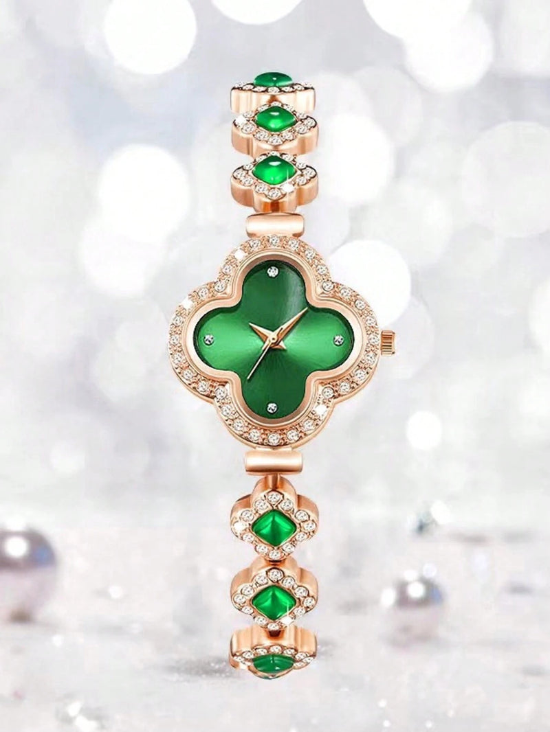 Relógio Feminino Elegante Flor Mini Relógio De Pulso De Quartzo Com Pulseira De Metal Relógio Feminino Pulseira De Diamante Luz Luxo Moda Diamante Relógio