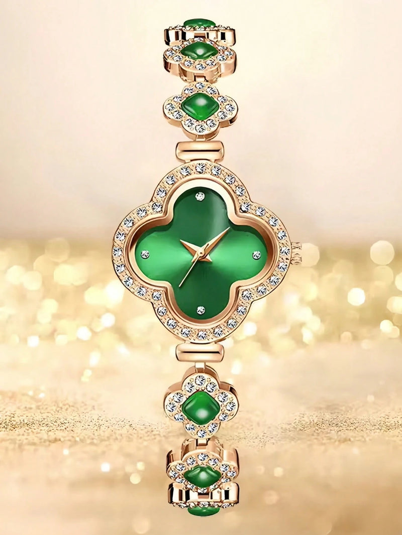 Relógio Feminino Elegante Flor Mini Relógio De Pulso De Quartzo Com Pulseira De Metal Relógio Feminino Pulseira De Diamante Luz Luxo Moda Diamante Relógio