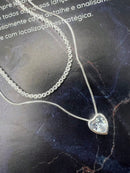 Vendedor Indicado
KIT 2 Choker Riviera Cristal + Colar Com coração Ponto De Luz Prateado Folheado Banhada A Prata