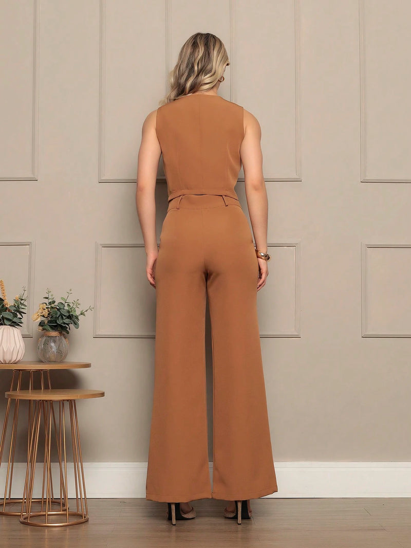 Novo Conjunto De Alfaitaria feminino Colete+calças Modal casual/socail