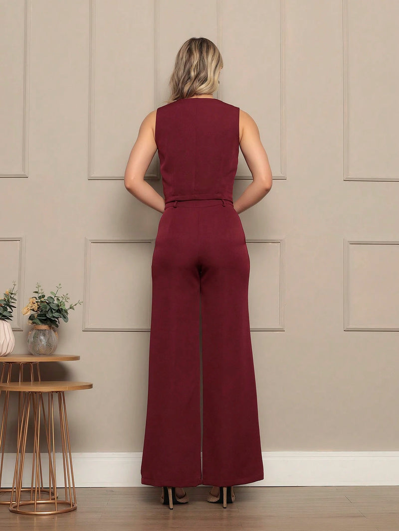 Novo Conjunto De Alfaitaria feminino Colete+calças Modal casual/socail