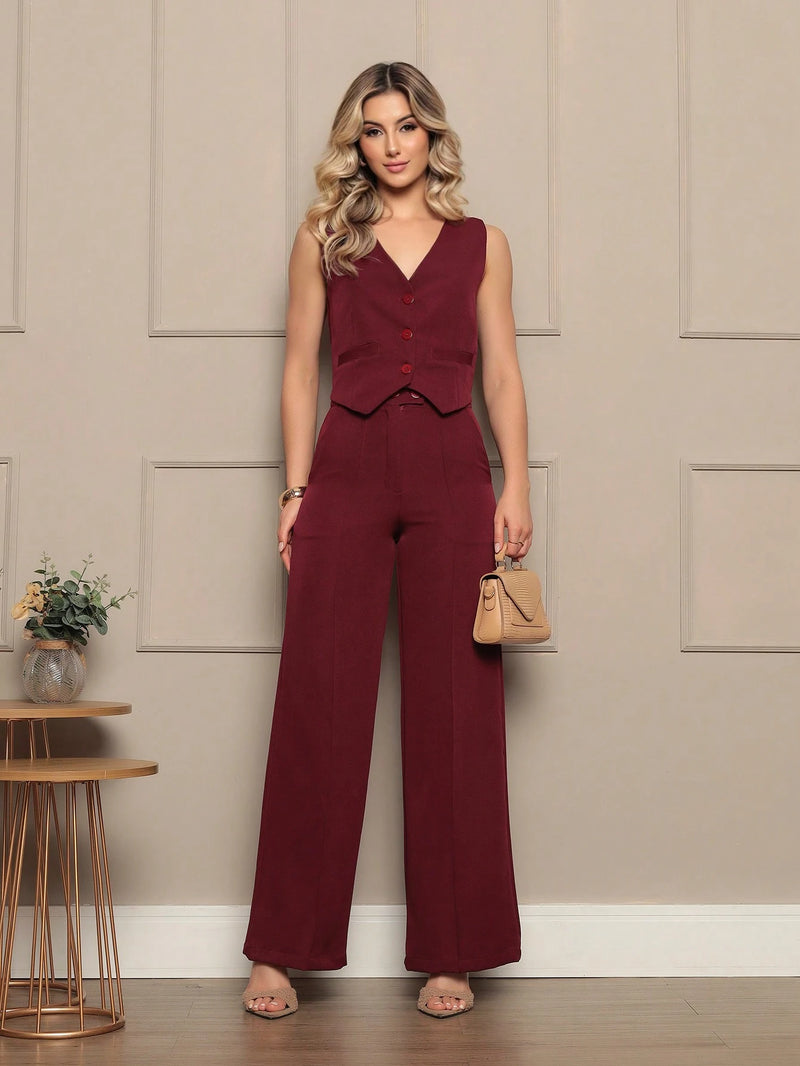 Conjunto Colete e Calças Alfaiataria Listrado – SOPHIA