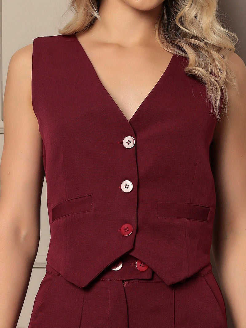Novo Conjunto De Alfaitaria feminino Colete+calças Modal casual/socail
