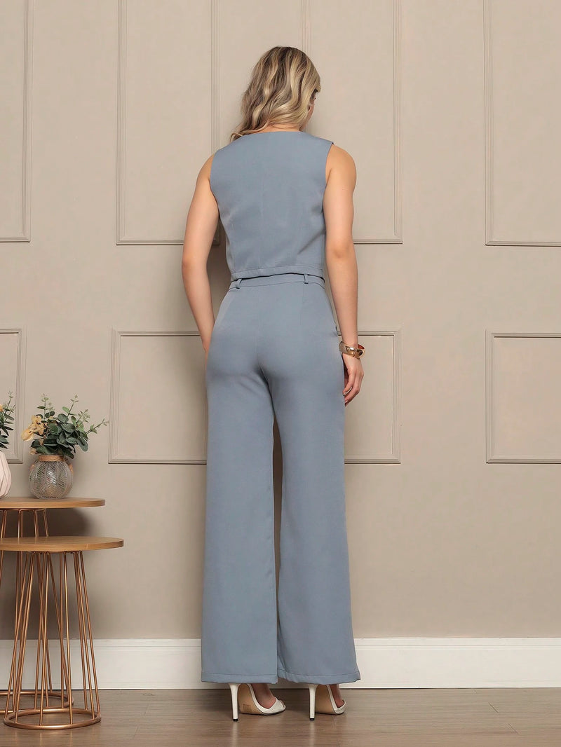 Novo Conjunto De Alfaitaria feminino Colete+calças Modal casual/socail