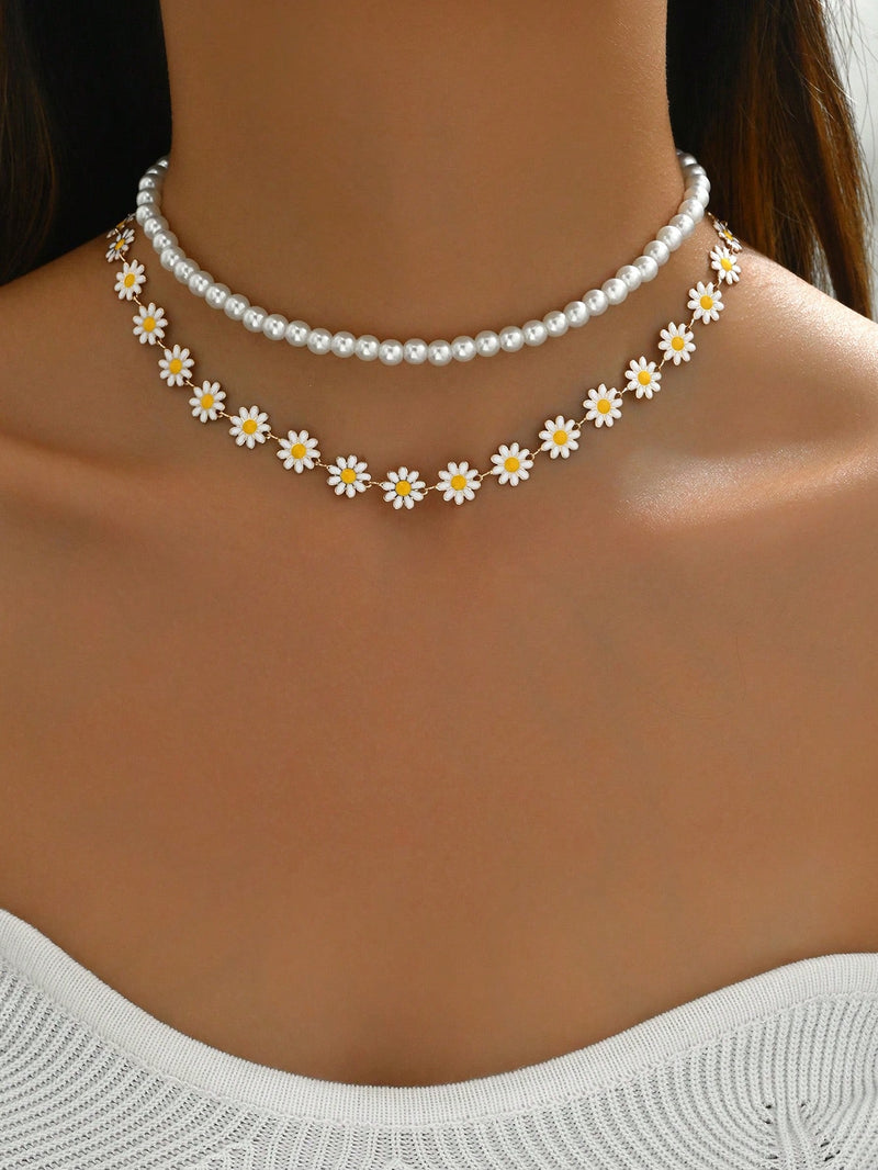 Conjunto de Joias Elegantes – Gargantilhas de Verão com Pérolas Falsas