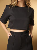 Vendedor IndicadoConjunto feminino de alfaiataria blusa manga curta com calça reta ótimo para usar no trabalho dia a dia casual premium acabamento pespontado