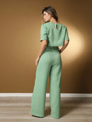 Vendedor IndicadoConjunto feminino de alfaiataria blusa manga curta com calça reta ótimo para usar no trabalho dia a dia casual premium acabamento pespontado