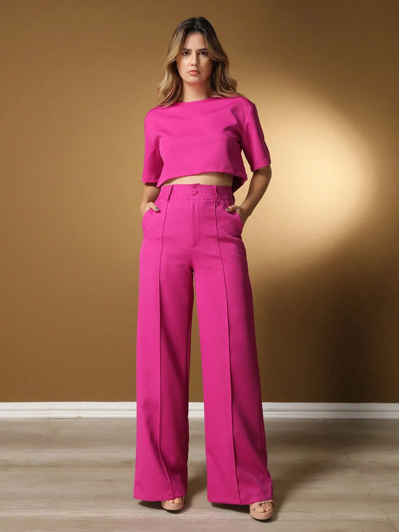 Conjunto Blusa Manga Curta e Calça Reta – ALICE
