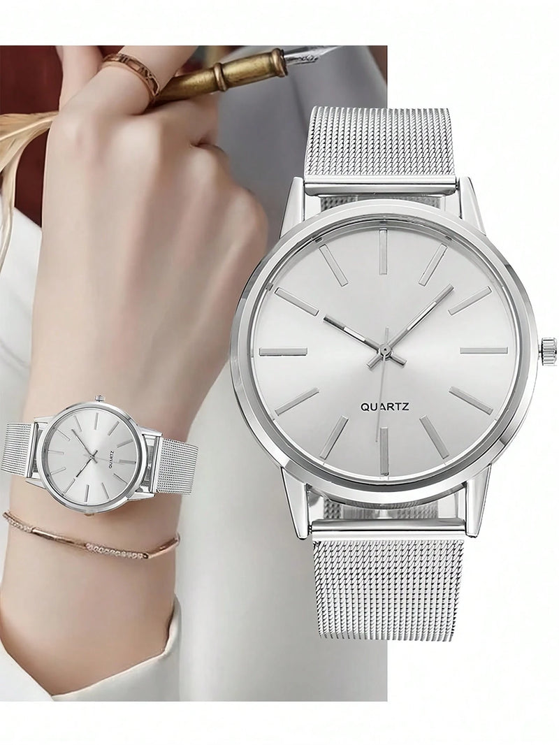 1 Peça Relógio de Pulso Feminino de Luxo, Moderno e Simples, Grande Mostrador de Barra Escala, Relógio de Quartzo para Mulheres, Presente, Relogio Masculino, Opção Ideal para Presentes (Apenas o Relógio de Pulso)