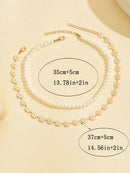 2 Peças/Conjunto Colar Gargantilha Elegante de Verão com Pérolas Falsas, Colar Pendente Irregular de Estrela do Mar de Liga Estilizada com Pérolas Falsas, Joia Feminina para Uso Diário, Viagem, Festival de Música, Festa