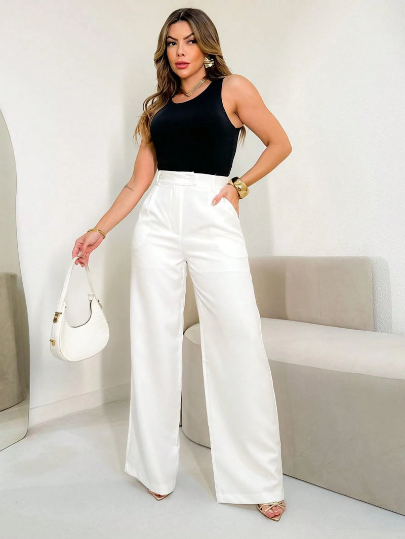 Vendedor Indicado
EMILI LULU RUN Calça Pantalona Alfaiataria Feminina Com Fecho Cruzado