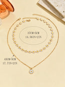 2 Peças/Conjunto Colar Gargantilha Elegante de Verão com Pérolas Falsas, Colar Pendente Irregular de Estrela do Mar de Liga Estilizada com Pérolas Falsas, Joia Feminina para Uso Diário, Viagem, Festival de Música, Festa