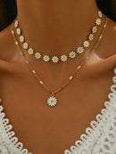 2 Peças/Conjunto Colar Gargantilha Elegante de Verão com Pérolas Falsas, Colar Pendente Irregular de Estrela do Mar de Liga Estilizada com Pérolas Falsas, Joia Feminina para Uso Diário, Viagem, Festival de Música, Festa