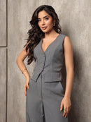 Vendedor Indicado
ANLE MODAS Conjunto feminina Colete com Calça Alfaiataria chic Social estampado Listrado