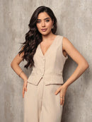 Vendedor Indicado
ANLE MODAS Conjunto feminina Colete com Calça Alfaiataria chic Social estampado Listrado