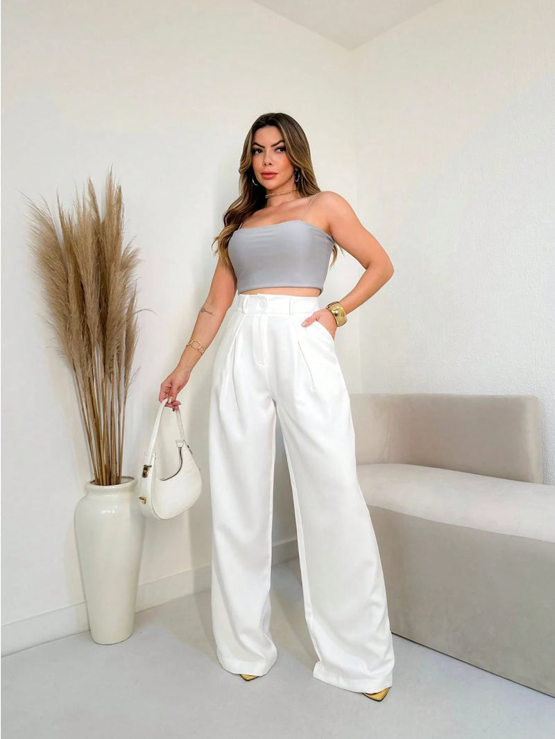 YING ZI Calça Pantalona Alfaiataria Social Dehors Mode