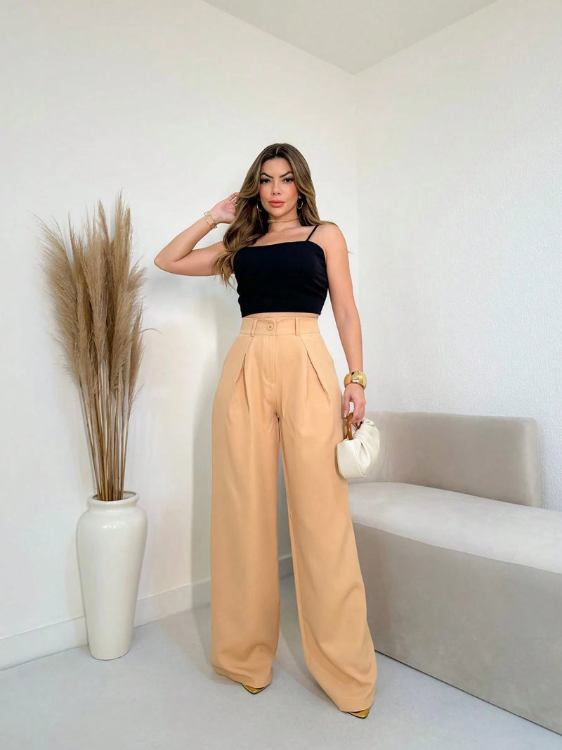 YING ZI Calça Pantalona Alfaiataria Social Dehors Mode