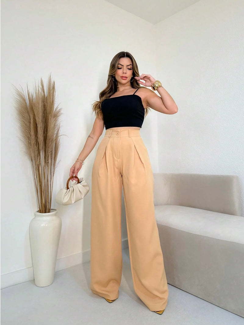 YING ZI Calça Pantalona Alfaiataria Social Dehors Mode