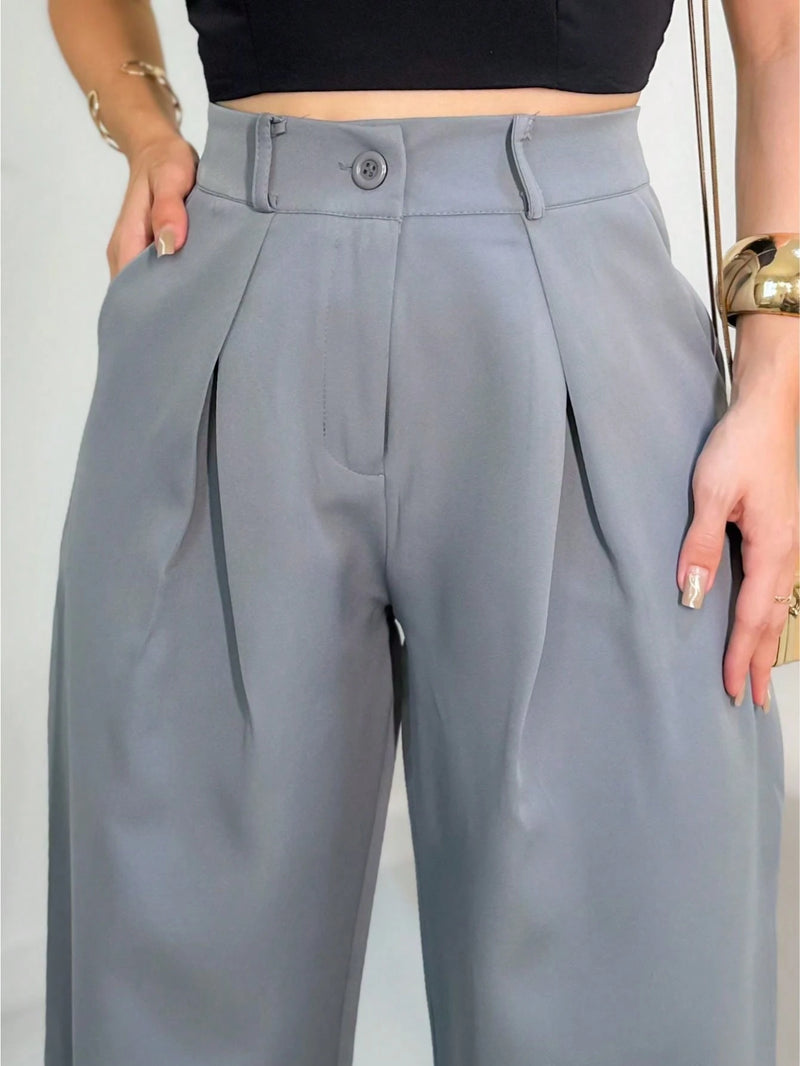 YING ZI Calça Pantalona Alfaiataria Social Dehors Mode