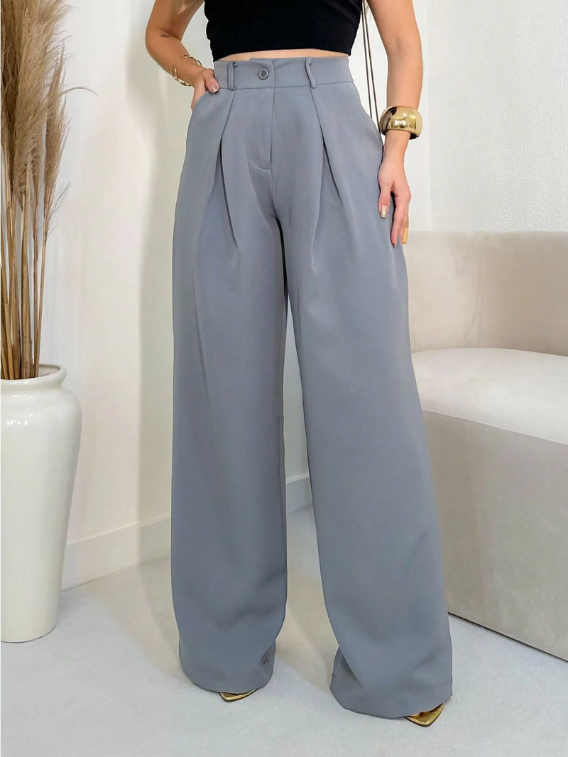 YING ZI Calça Pantalona Alfaiataria Social Dehors Mode