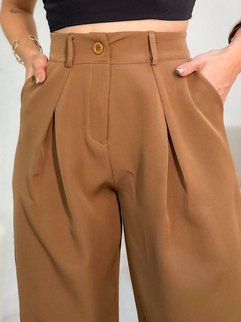 YING ZI Calça Pantalona Alfaiataria Social Dehors Mode