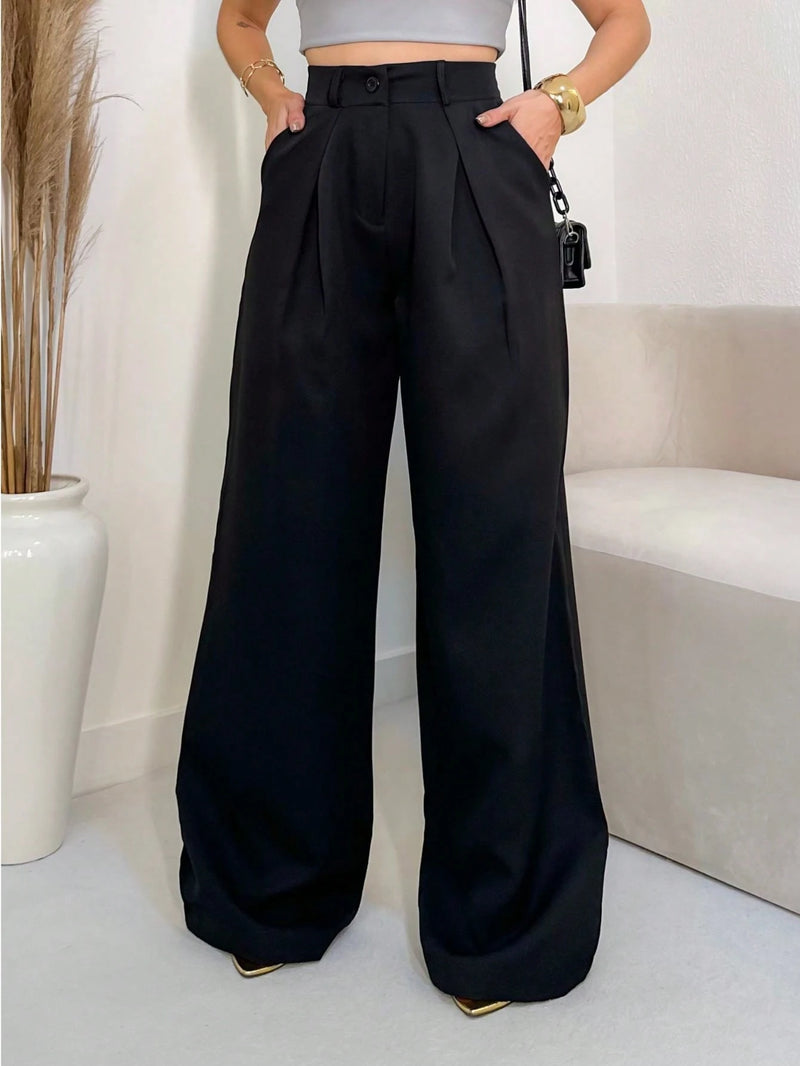 YING ZI Calça Pantalona Alfaiataria Social Dehors Mode