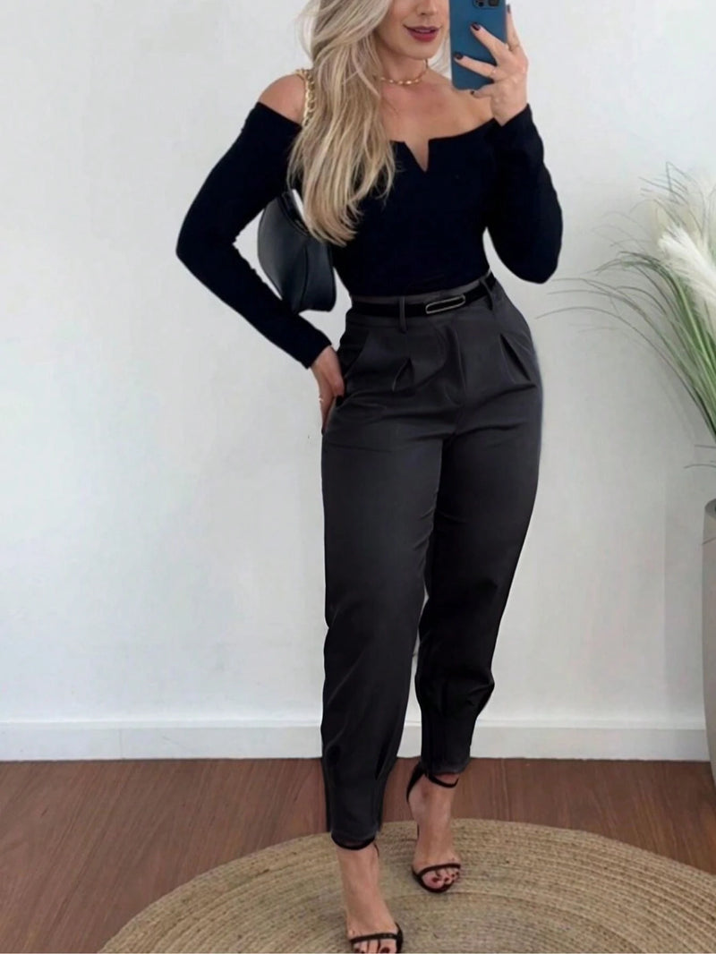 Calça Alfaiataria Feminina Cenoura Casual Social Esporte