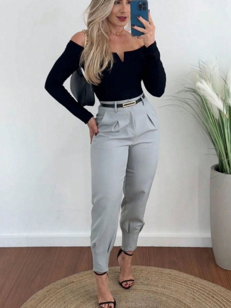 Calça Alfaiataria Feminina Cenoura Casual Social Esporte
