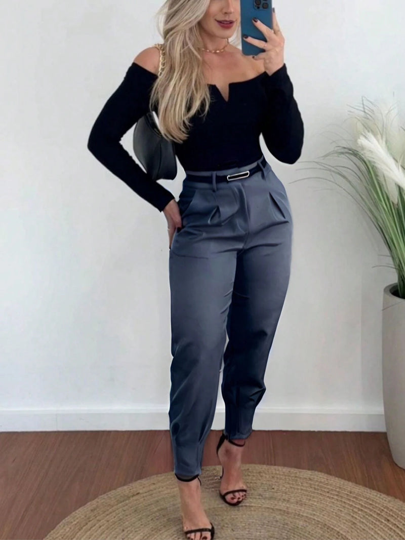 Calça Alfaiataria Feminina Cenoura Casual Social Esporte