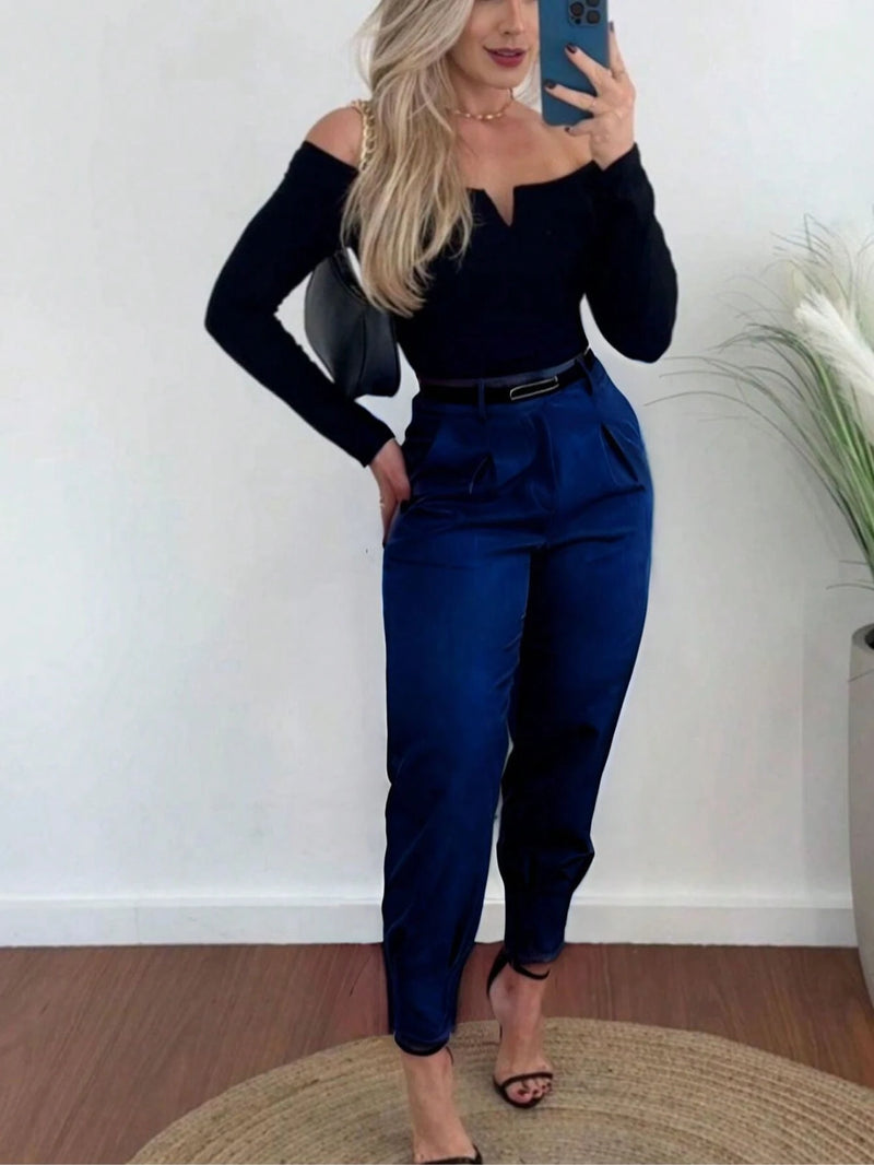 Calça Alfaiataria Feminina Cenoura Casual Social Esporte
