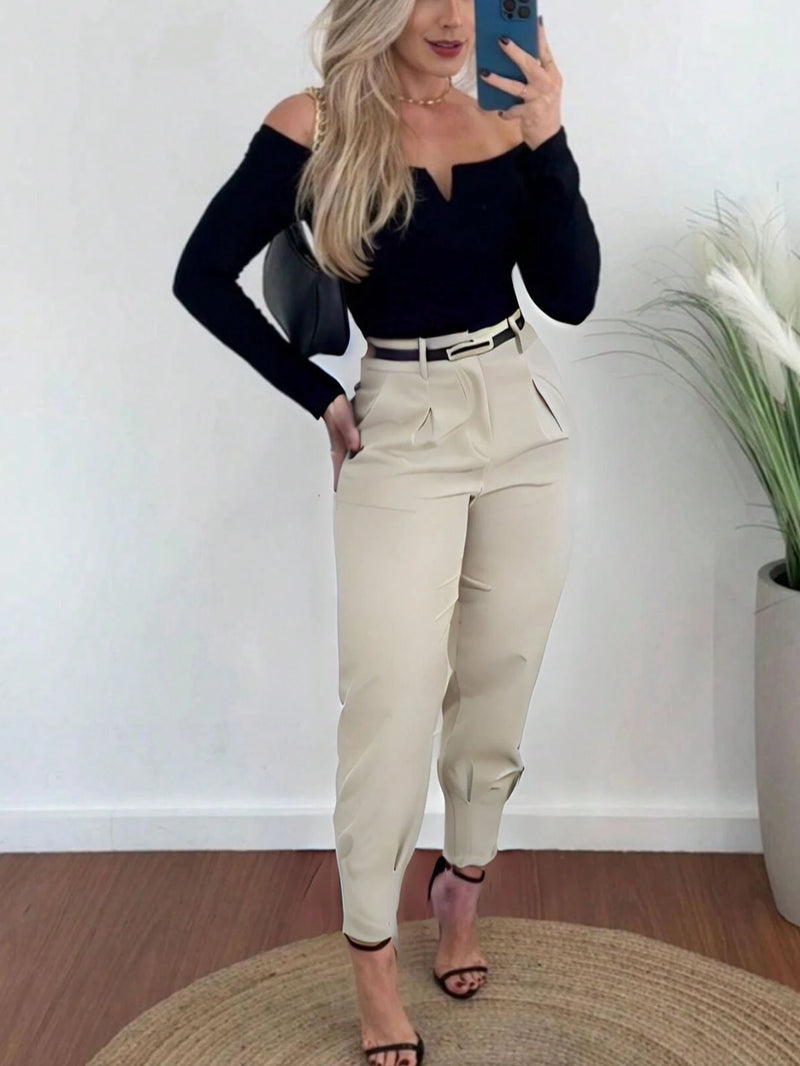 Calça Alfaiataria Feminina Cenoura Casual Social Esporte
