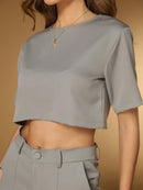 Vendedor IndicadoConjunto feminino de alfaiataria blusa manga curta com calça reta ótimo para usar no trabalho dia a dia casual premium acabamento pespontado