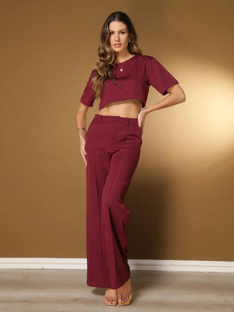 Conjunto Blusa Manga Curta e Calça Reta – ALICE