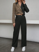 Chiquease Botão Duplo Bolso Zíper Manta elegante Conjuntos de terno feminino