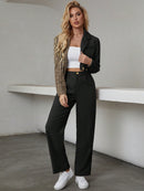 Chiquease Botão Duplo Bolso Zíper Manta elegante Conjuntos de terno feminino