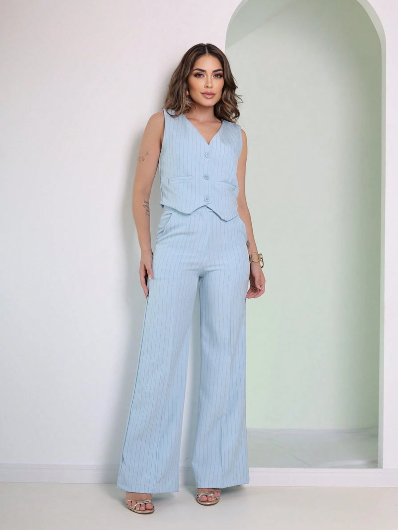 Conjunto Colete e Calças Alfaiataria Listrado – SOPHIA