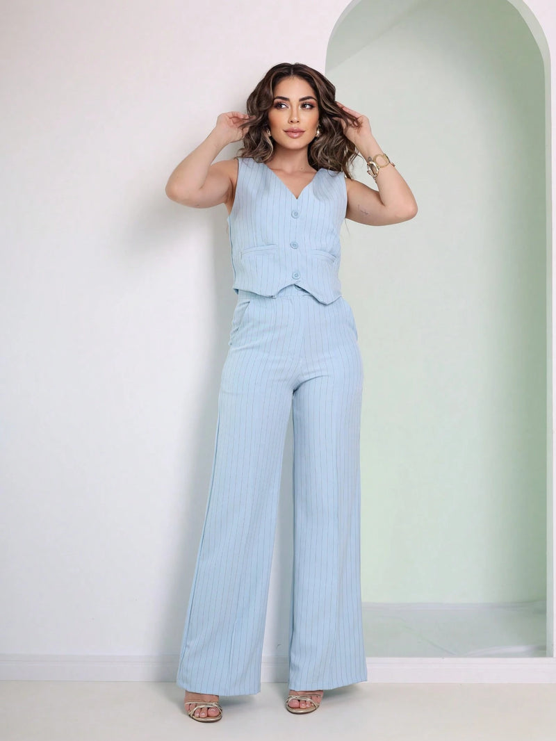 Novo Conjunto De Alfaitaria feminino Colete+calças Modal casual/socail