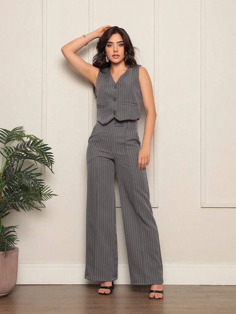 Novo Conjunto De Alfaitaria feminino Colete+calças Modal casual/socail