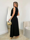 Vendedor IndicadoConjunto longo de linho, composto por saia com fenda e blusa com detalhes nas alças