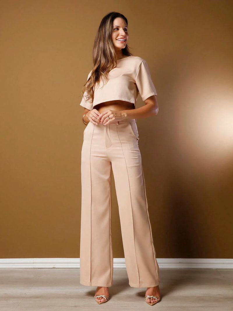 Conjunto Blusa Manga Curta e Calça Reta – ALICE